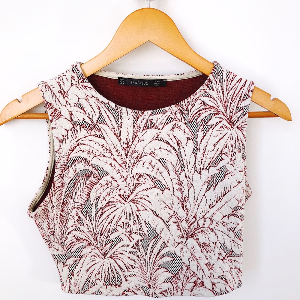 Zara Patterned Textured Crop Top - Picture 1 of 3